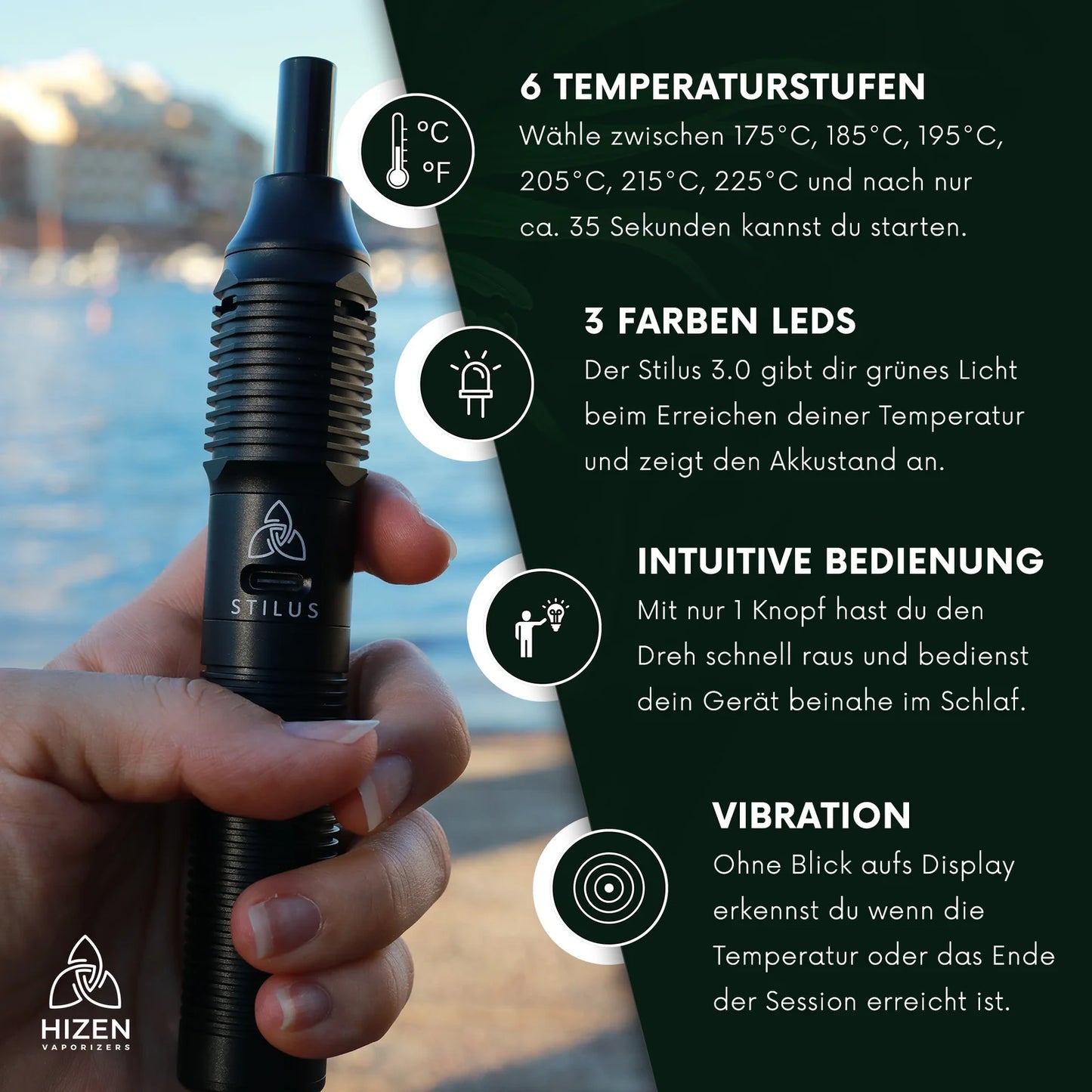 Hizen – Stilus Kräuterverdampfer Konduktion - Konvektionsheizsystem